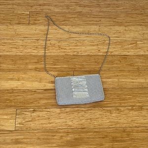 A silver handbag